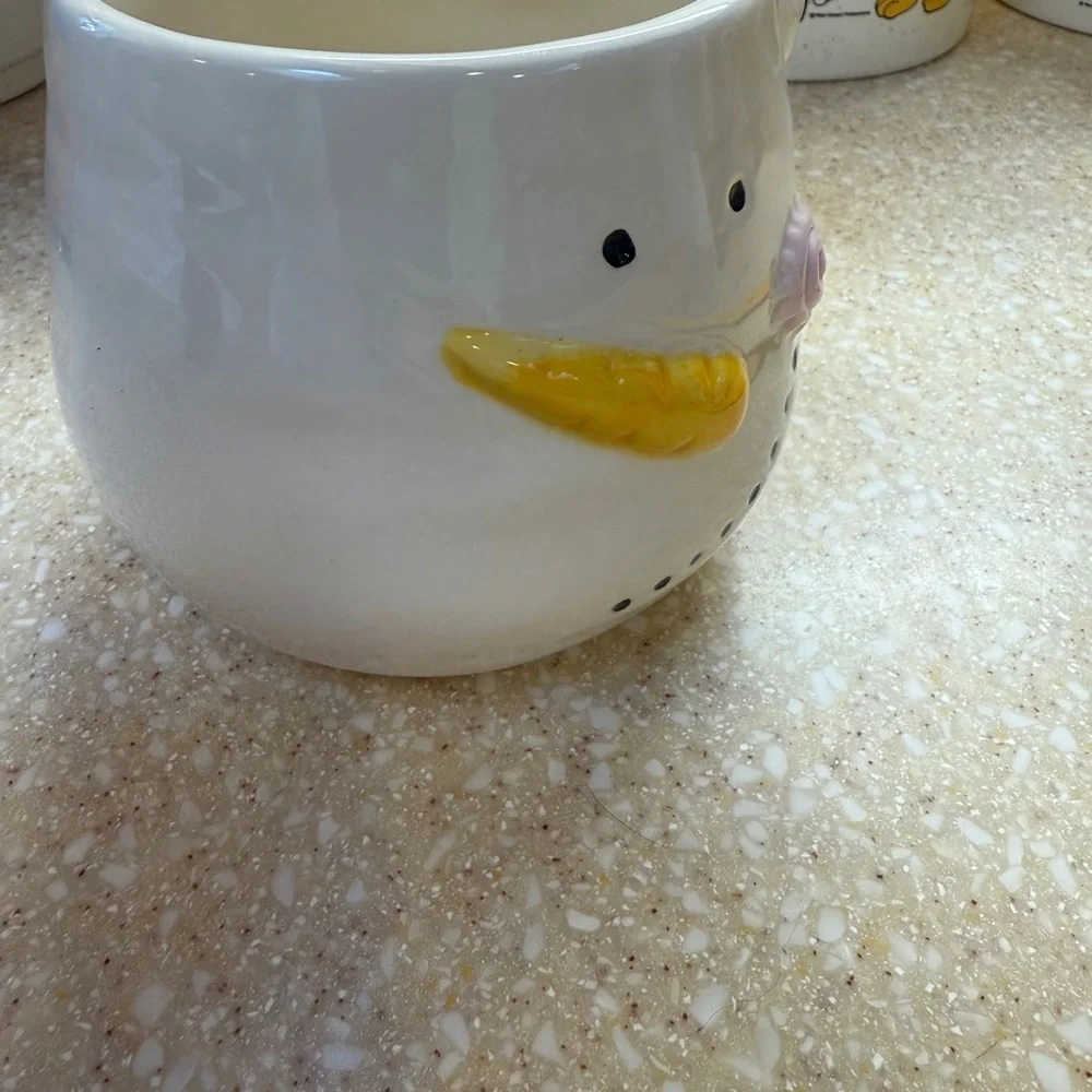 Pier 1 Snowman Mug Hand Painted Dolomite Christmas Holiday Festive Cup